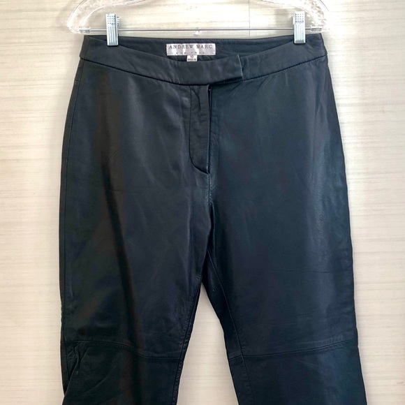 Vtg Black Leather Capris Andrew Marc SZ 10 - Picture 3 of 8